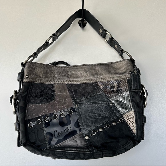 Coach Bags Authentic Coach Black Metallic Zoe Patchwork Purse